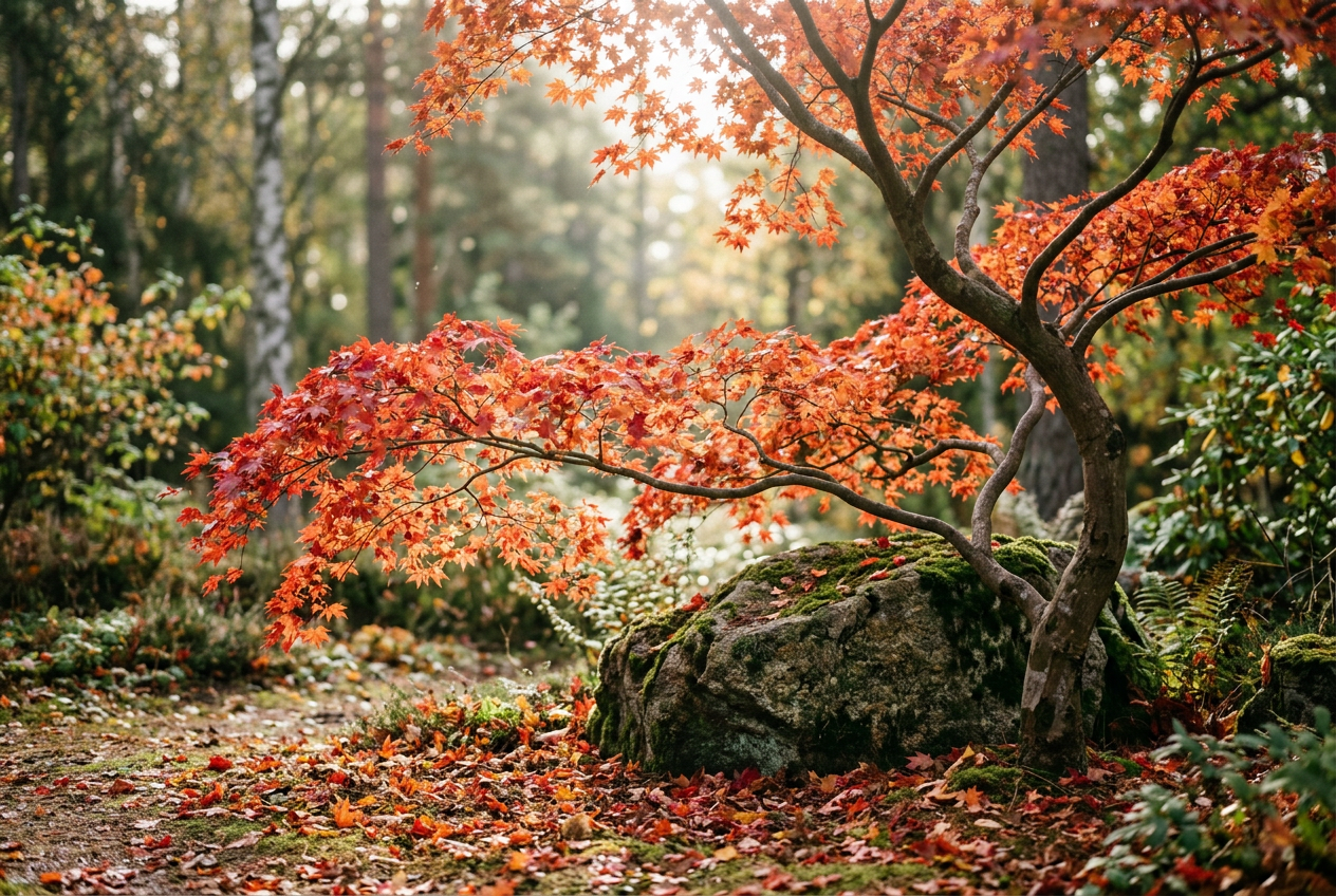 Japansk lönn (Acer palmatum / A. japonicum) etablerat i trädgård