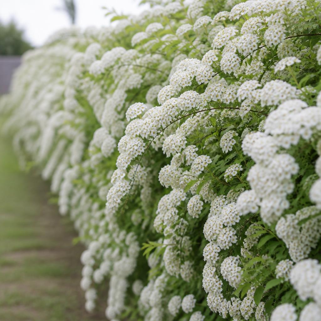 Spirea (Spiraea japonica / S. × vanhouttei) i etablerad trädgård